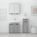 vidaXL Set dulapuri de baie, 3 piese, gri sonoma, lemn prelucrat vidaXL Set dulapuri de baie, 3 piese, gri sonoma, lemn prelucrat