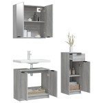 vidaXL Set dulapuri de baie, 3 piese, gri sonoma, lemn prelucrat vidaXL Set dulapuri de baie, 3 piese, gri sonoma, lemn prelucrat