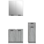 vidaXL Set dulapuri de baie, 3 piese, gri sonoma, lemn prelucrat vidaXL Set dulapuri de baie, 3 piese, gri sonoma, lemn prelucrat