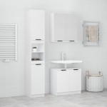 vidaXL Set dulapuri de baie, 3 piese, alb, lemn prelucrat vidaXL Set dulapuri de baie, 3 piese, alb, lemn prelucrat
