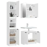 vidaXL Set dulapuri de baie, 3 piese, alb, lemn prelucrat vidaXL Set dulapuri de baie, 3 piese, alb, lemn prelucrat