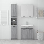 vidaXL Set dulapuri de baie, 3 piese, gri sonoma, lemn prelucrat vidaXL Set dulapuri de baie, 3 piese, gri sonoma, lemn prelucrat