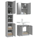 vidaXL Set dulapuri de baie, 3 piese, gri sonoma, lemn prelucrat vidaXL Set dulapuri de baie, 3 piese, gri sonoma, lemn prelucrat