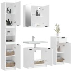 vidaXL Set dulapuri de baie, 4 piese, alb, lemn prelucrat