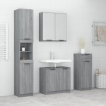 vidaXL Set dulapuri de baie, 4 piese, gri sonoma, lemn prelucrat vidaXL Set dulapuri de baie, 4 piese, gri sonoma, lemn prelucrat