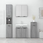 vidaXL Set dulapuri de baie, 4 piese, gri sonoma, lemn prelucrat vidaXL Set dulapuri de baie, 4 piese, gri sonoma, lemn prelucrat