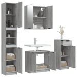 vidaXL Set dulapuri de baie, 4 piese, gri sonoma, lemn prelucrat vidaXL Set dulapuri de baie, 4 piese, gri sonoma, lemn prelucrat