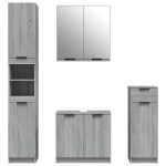 vidaXL Set dulapuri de baie, 4 piese, gri sonoma, lemn prelucrat vidaXL Set dulapuri de baie, 4 piese, gri sonoma, lemn prelucrat