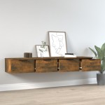vidaXL Dulapuri perete 2 buc. stejar afumat 68x30x20 cm lemn prelucrat