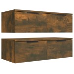 vidaXL Dulapuri perete 2 buc. stejar afumat 68x30x20 cm lemn prelucrat