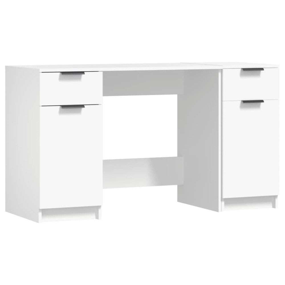 vidaXL Birou cu dulap lateral, alb, lemn prelucrat