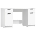 vidaXL Birou cu dulap lateral, alb, lemn prelucrat vidaXL Birou cu dulap lateral, alb, lemn prelucrat