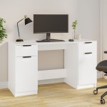 vidaXL Birou cu dulap lateral, alb, lemn prelucrat vidaXL Birou cu dulap lateral, alb, lemn prelucrat