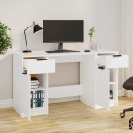 vidaXL Birou cu dulap lateral, alb, lemn prelucrat vidaXL Birou cu dulap lateral, alb, lemn prelucrat