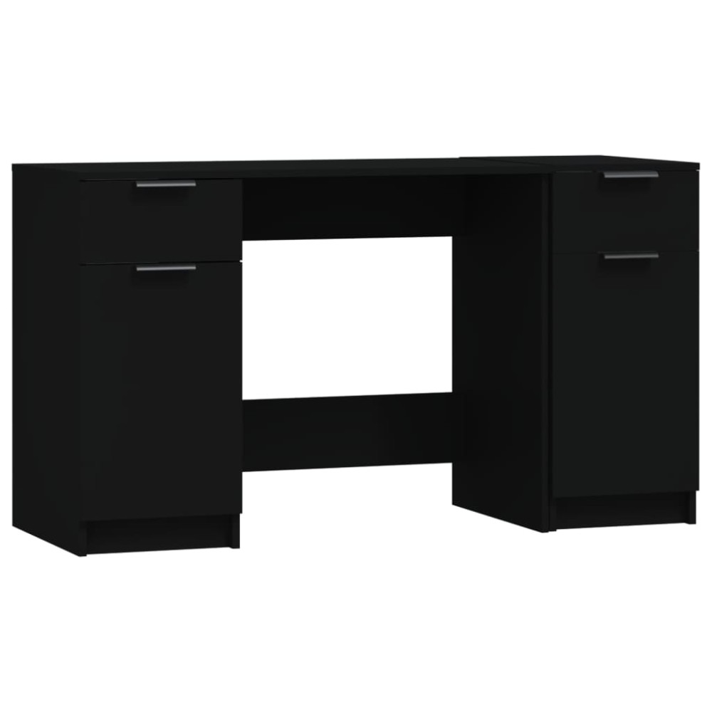 vidaXL Birou cu dulap lateral, Negru, lemn prelucrat