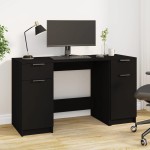 vidaXL Birou cu dulap lateral, Negru, lemn prelucrat vidaXL Birou cu dulap lateral, Negru, lemn prelucrat