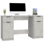 vidaXL Birou cu dulap lateral, gri beton, lemn prelucrat vidaXL Birou cu dulap lateral, gri beton, lemn prelucrat