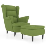 vidaXL Fotoliu cu spătar cu aripi, cu taburet, verde, catifea vidaXL Fotoliu cu spătar cu aripi, cu taburet, verde, catifea