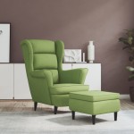vidaXL Fotoliu cu spătar cu aripi, cu taburet, verde, catifea vidaXL Fotoliu cu spătar cu aripi, cu taburet, verde, catifea