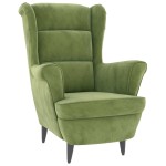 vidaXL Fotoliu cu spătar cu aripi, cu taburet, verde, catifea vidaXL Fotoliu cu spătar cu aripi, cu taburet, verde, catifea