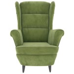 vidaXL Fotoliu cu spătar cu aripi, cu taburet, verde, catifea vidaXL Fotoliu cu spătar cu aripi, cu taburet, verde, catifea