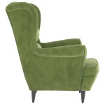 vidaXL Fotoliu cu spătar cu aripi, cu taburet, verde, catifea vidaXL Fotoliu cu spătar cu aripi, cu taburet, verde, catifea