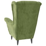 vidaXL Fotoliu cu spătar cu aripi, cu taburet, verde, catifea vidaXL Fotoliu cu spătar cu aripi, cu taburet, verde, catifea