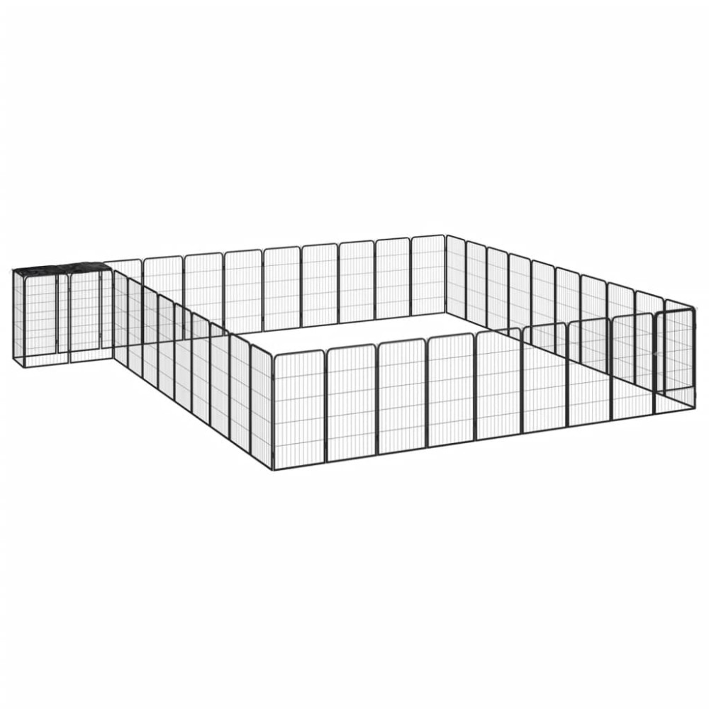 vidaXL Țarc câini 42 panouri negru 50x100 cm oțel vopsit electrostatic