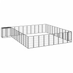 vidaXL Țarc câini 42 panouri negru 50x100 cm oțel vopsit electrostatic