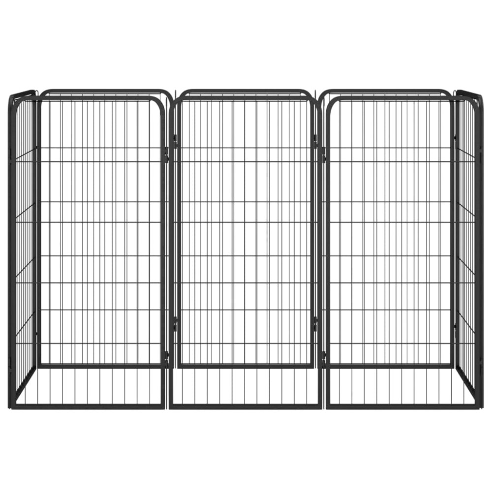 vidaXL Țarc câini 8 panouri, negru 50x100 cm oțel vopsit electrostatic