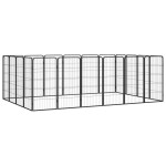 vidaXL Țarc câini 20 panouri negru 50x100 cm oțel vopsit electrostatic