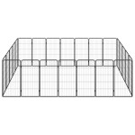 vidaXL Țarc câini 24 panouri negru 50x100 cm oțel vopsit electrostatic