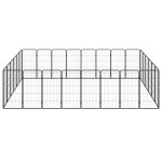 vidaXL Țarc câini 28 panouri negru 50x100 cm oțel vopsit electrostatic
