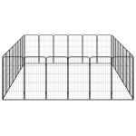 vidaXL Țarc câini 28 panouri negru 50x100 cm oțel vopsit electrostatic