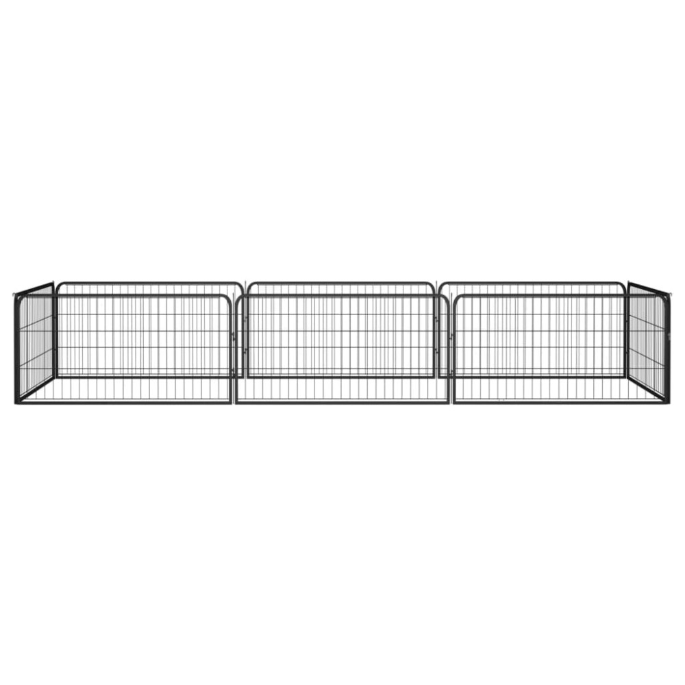 vidaXL Țarc câini 8 panouri negru 100x50 cm, oțel vopsit electrostatic
