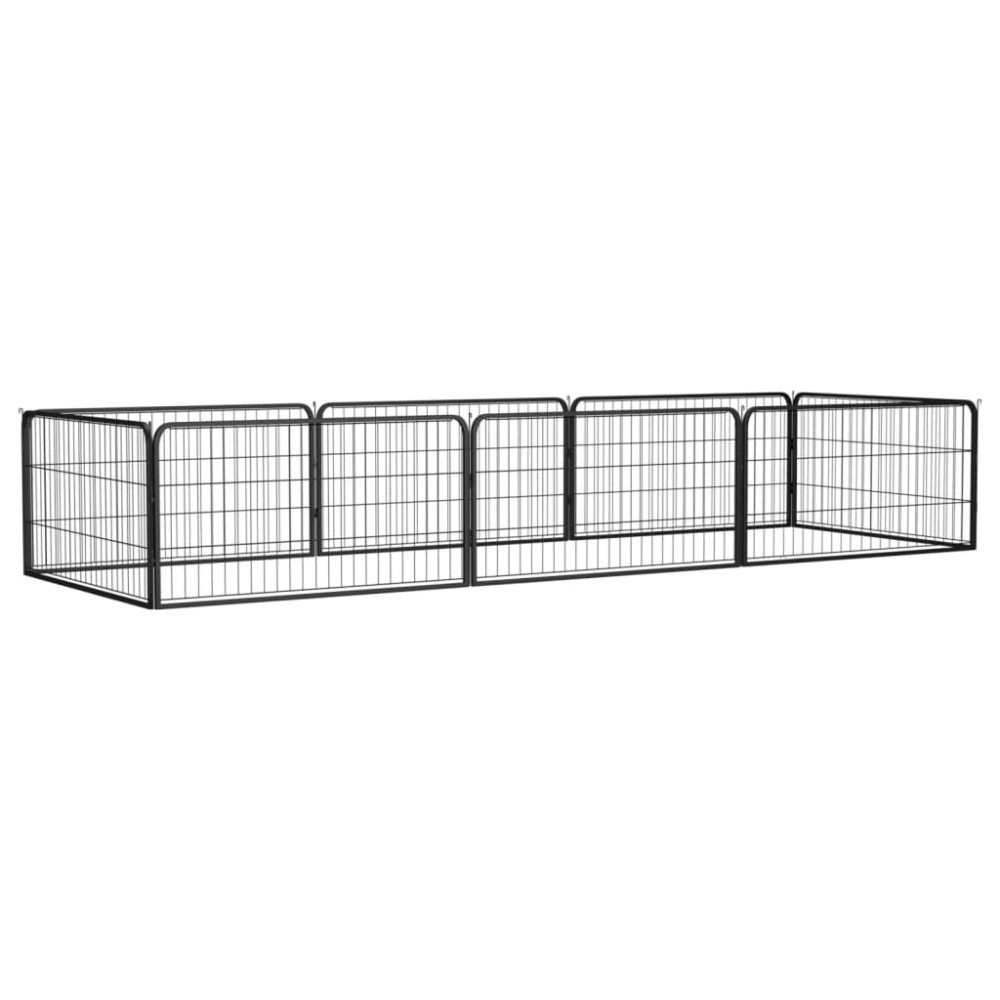 vidaXL Țarc câini 8 panouri negru 100x50 cm, oțel vopsit electrostatic