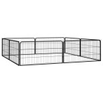 vidaXL Țarc câini 8 panouri negru 100x50 cm, oțel vopsit electrostatic vidaXL Țarc câini 8 panouri negru 100x50 cm, oțel vopsit electrostatic