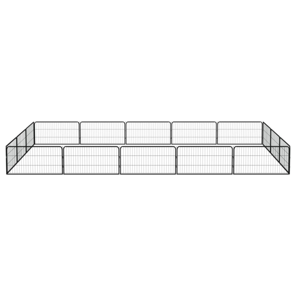 vidaXL Țarc câini 16 panouri negru 100x50 cm oțel vopsit electrostatic
