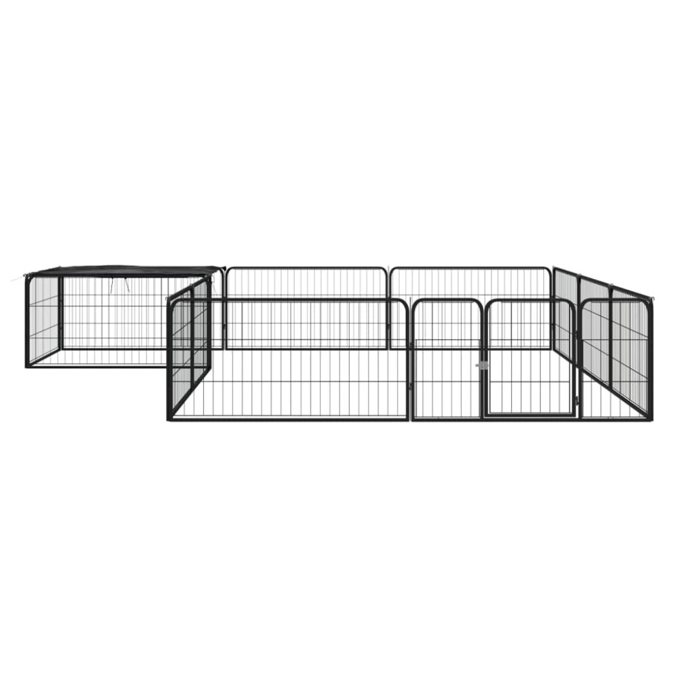 vidaXL Țarc câini 12 panouri negru 100x50 cm oțel vopsit electrostatic