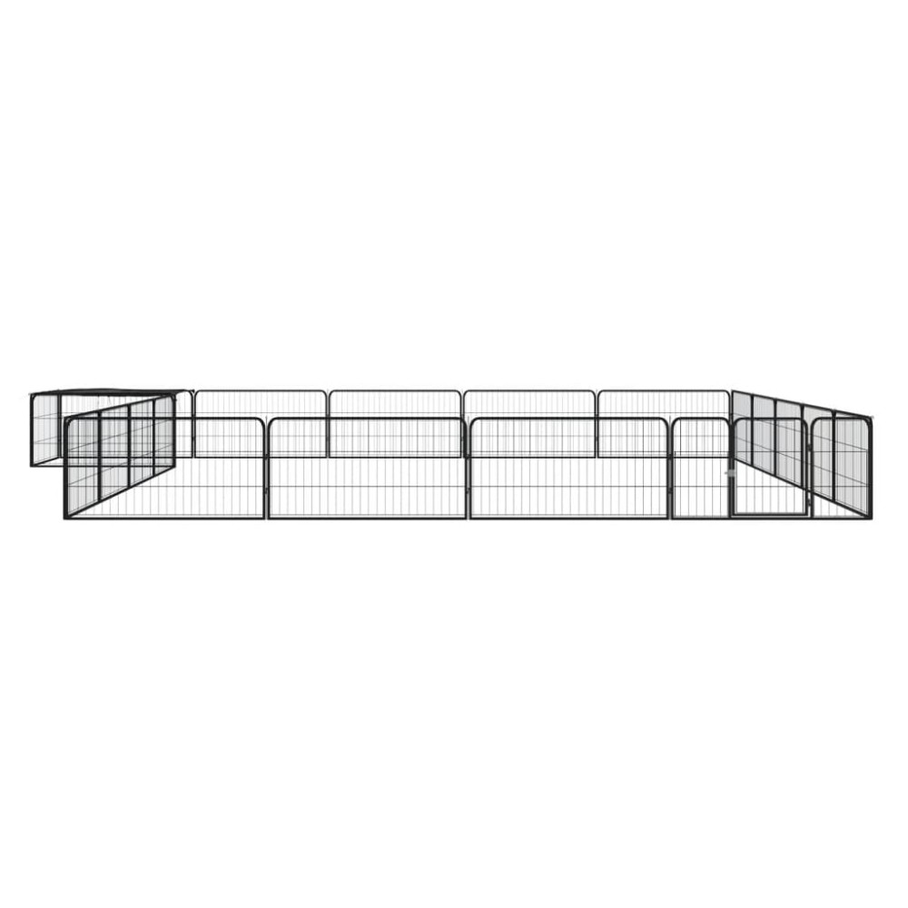 vidaXL Țarc câini 20 panouri negru 100x50 cm oțel vopsit electrostatic