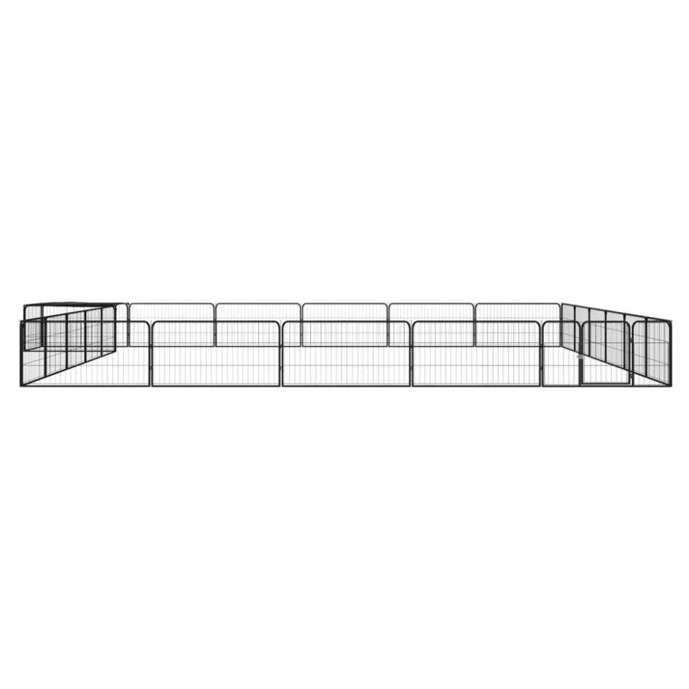 vidaXL Țarc câini 24 panouri negru 100x50 cm oțel vopsit electrostatic