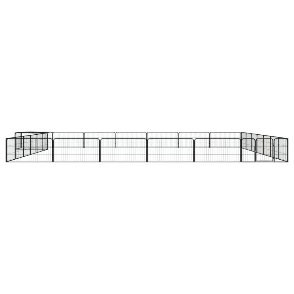 vidaXL Țarc câini 28 panouri negru 100x50 cm oțel vopsit electrostatic