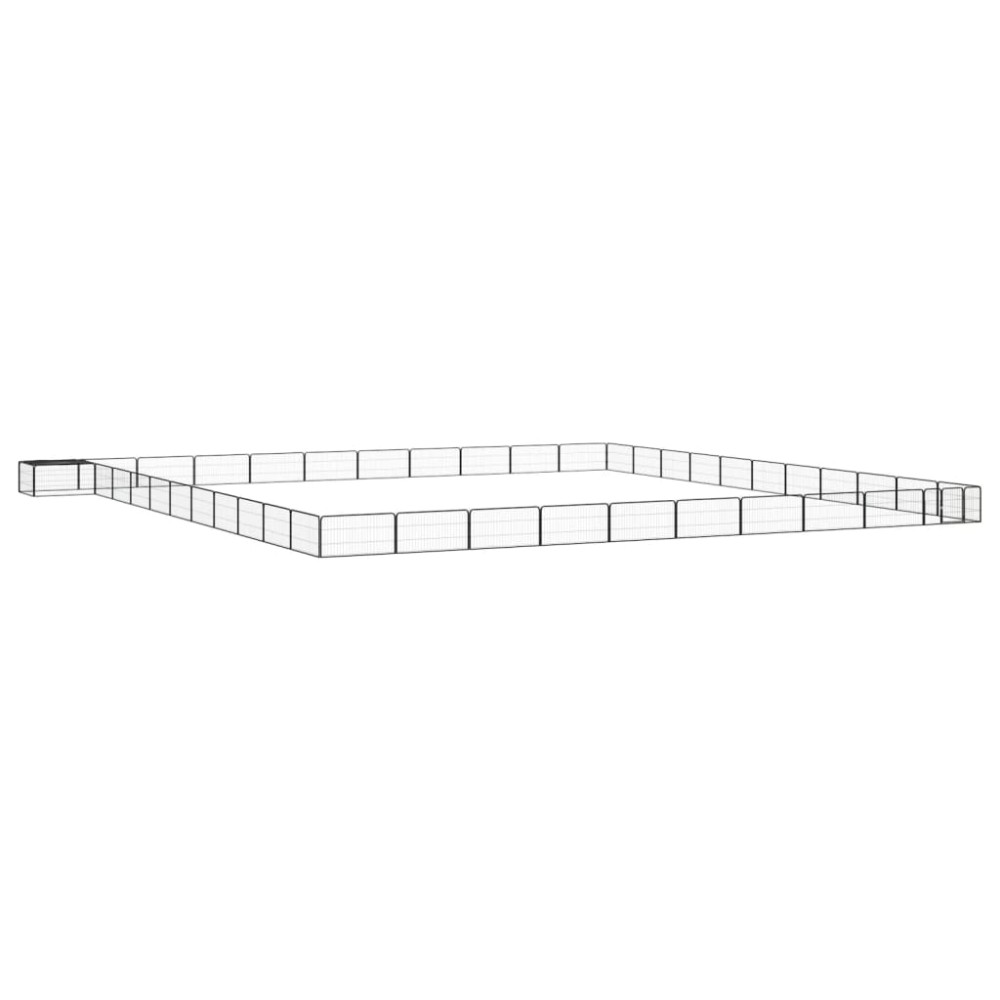 vidaXL Țarc câini 44 panouri negru 100x50 cm oțel vopsit electrostatic