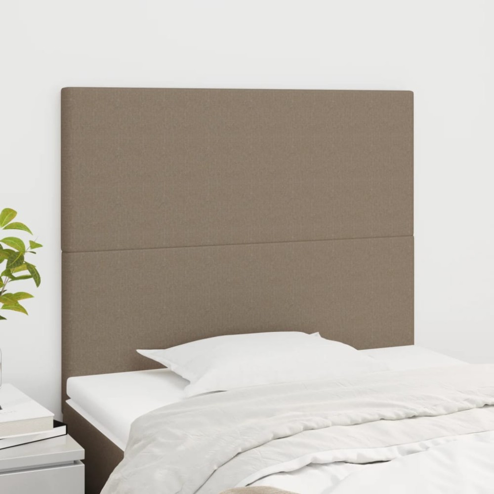 vidaXL Tăblii de pat, 2 buc, gri taupe, 80x5x78/88 cm, textil