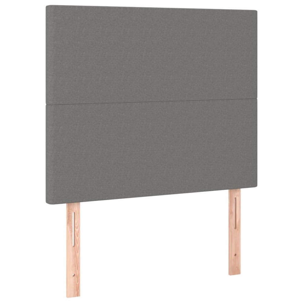vidaXL Tăblii de pat, 2 buc, gri închis, 90x5x78/88 cm, textil
