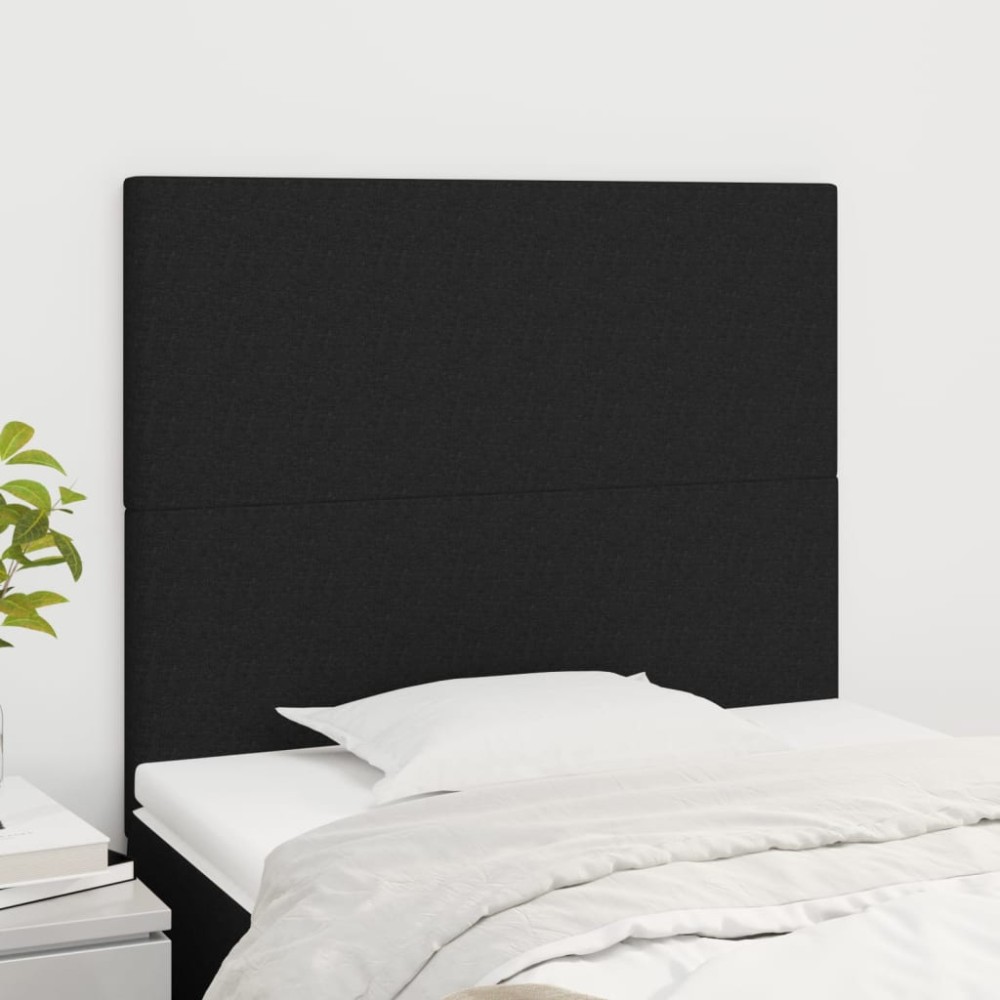 vidaXL Tăblii de pat, 2 buc, negru, 90x5x78/88 cm, textil