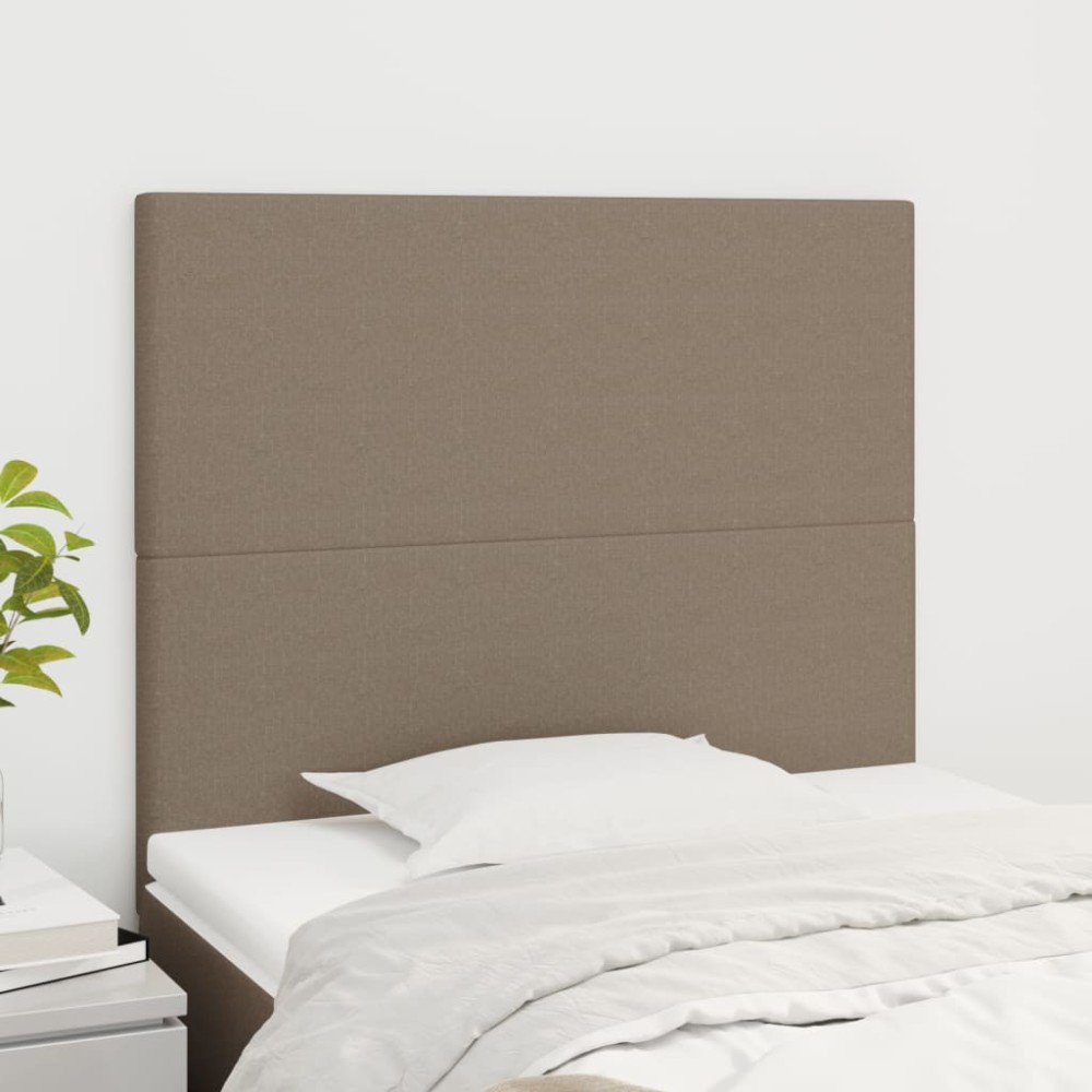 vidaXL Tăblii de pat, 2 buc, gri taupe, 90x5x78/88 cm, textil