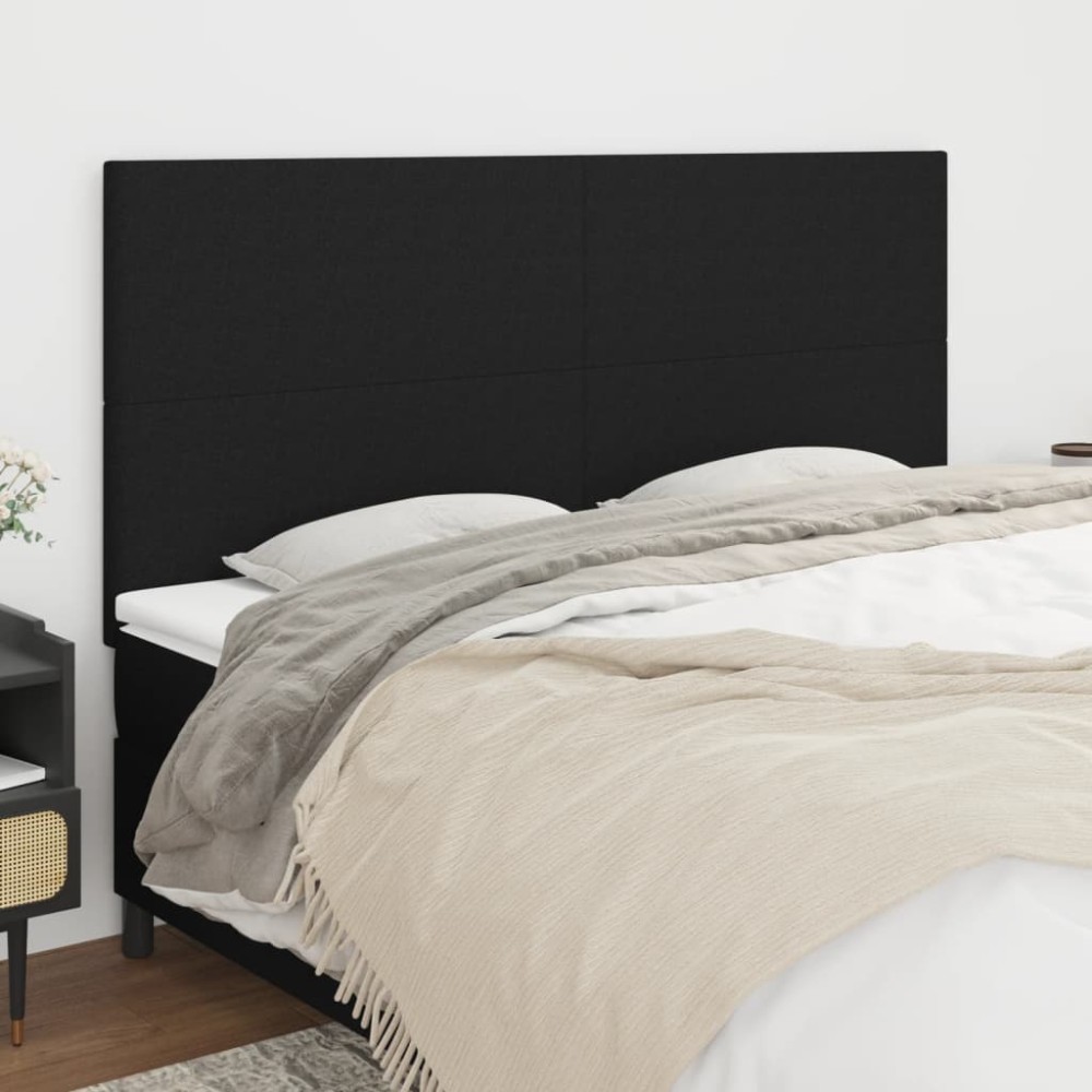 vidaXL Tăblii de pat, 4 buc, negru, 80x5x78/88 cm, textil