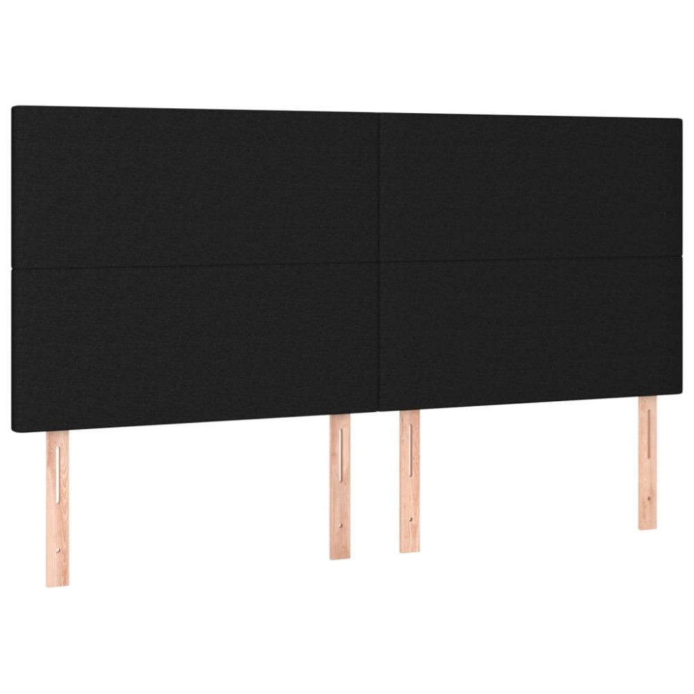vidaXL Tăblii de pat, 4 buc, negru, 90x5x78/88 cm, textil