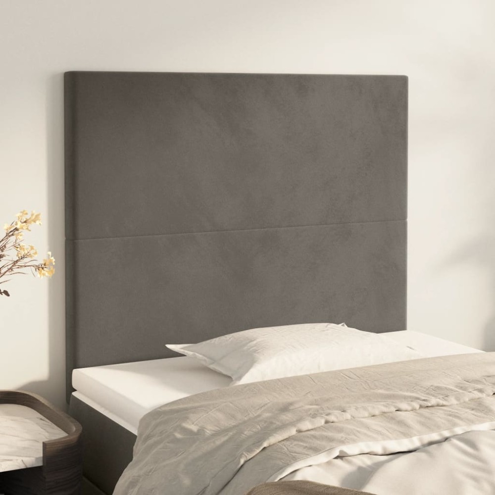 vidaXL Tăblii de pat, 2 buc, gri închis, 80x5x78/88 cm, catifea